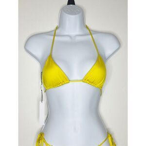 Monica Hansen size L Yellow Padded Triangle String Bikini Top Zafferano Tie Back